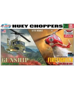 ATLANTIS 1/72 Huey Gunship & Huey Firefighter