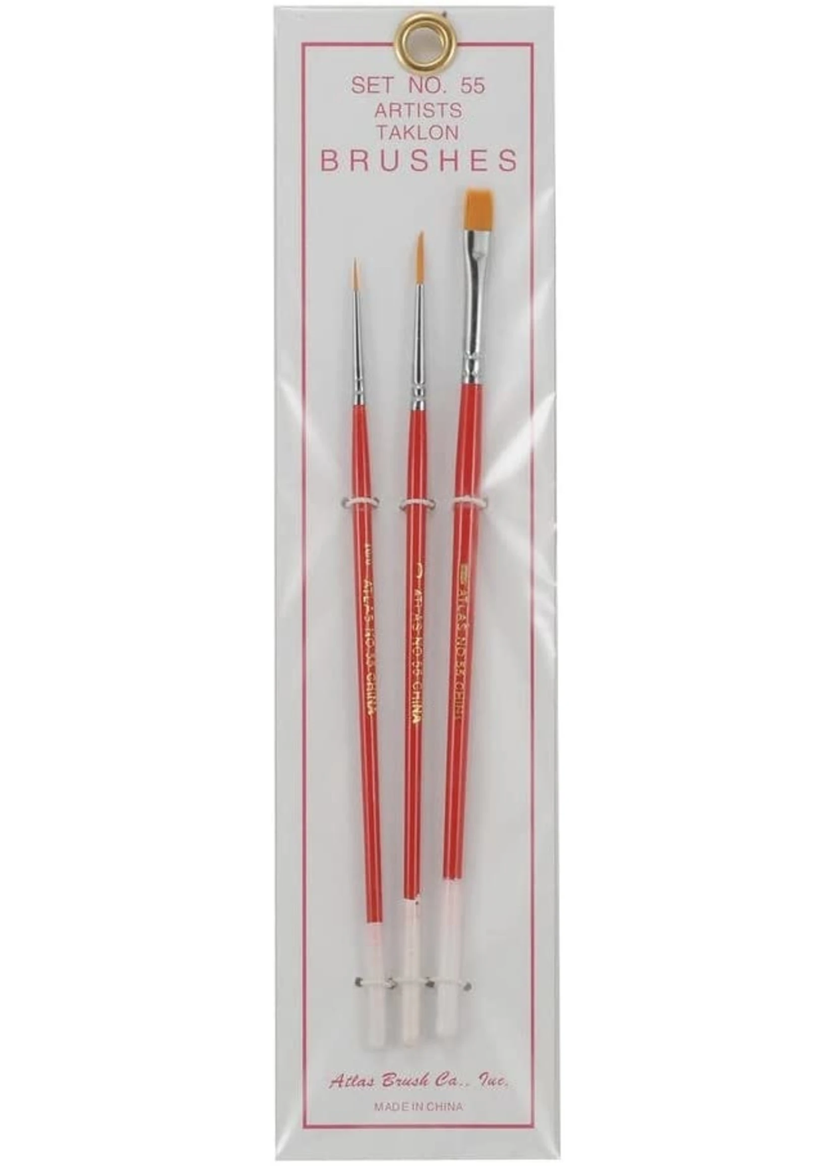 Atlas Brush Co. 55 - Taklon 3 Piece Artists Brush Set 3 Atlas Brush Co. 55 - Taklon 3 Piece Artists Brush Set