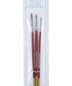 Atlas Brush Co. 58 - Red Sable 3 Piece Brush Set, 1-3-5