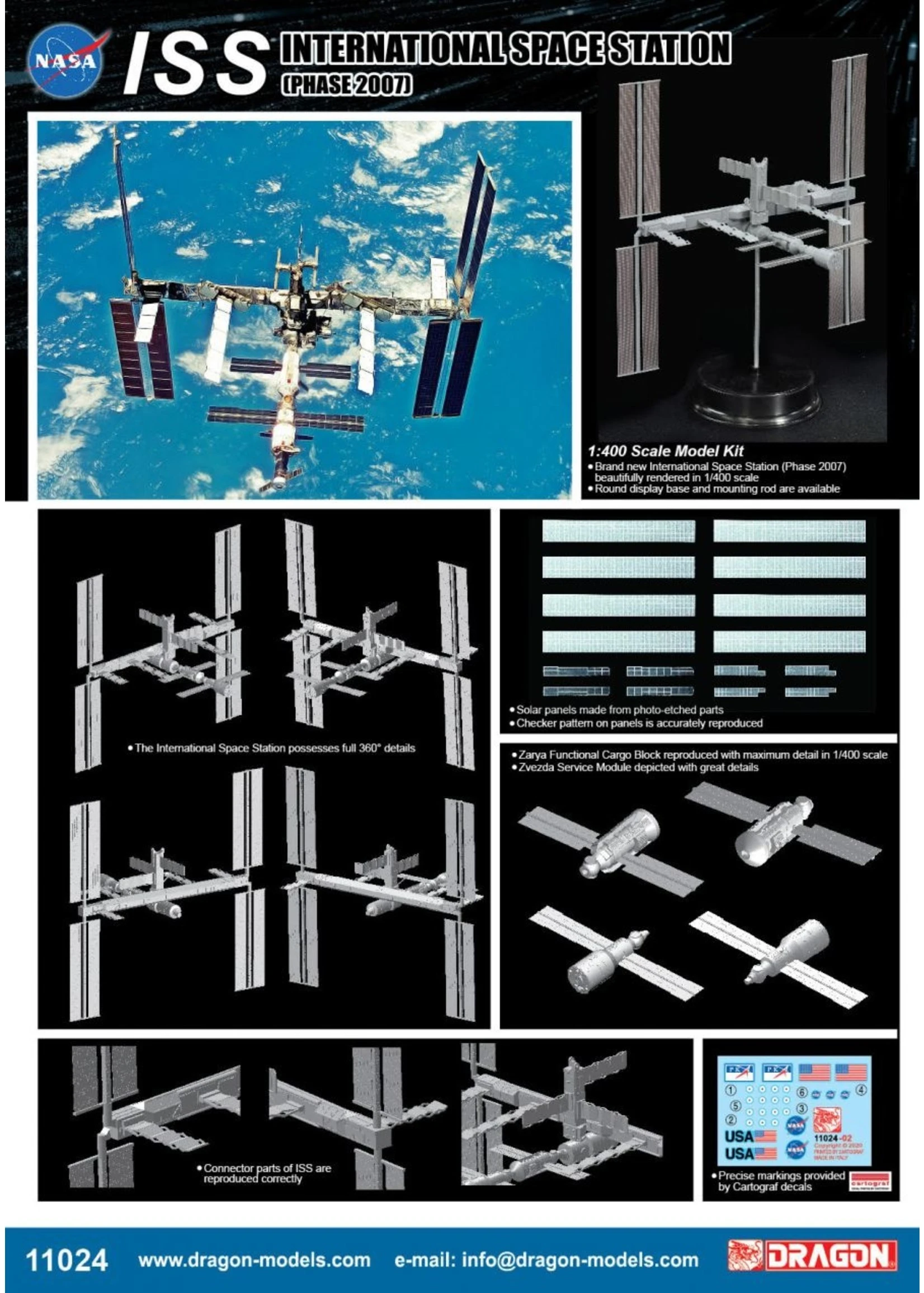 Dragon Models 11024 - 1/400 NASA International Space Station Phase 2007 3 Dragon Models 11024 - 1/400 NASA International Space Station Phase 2007