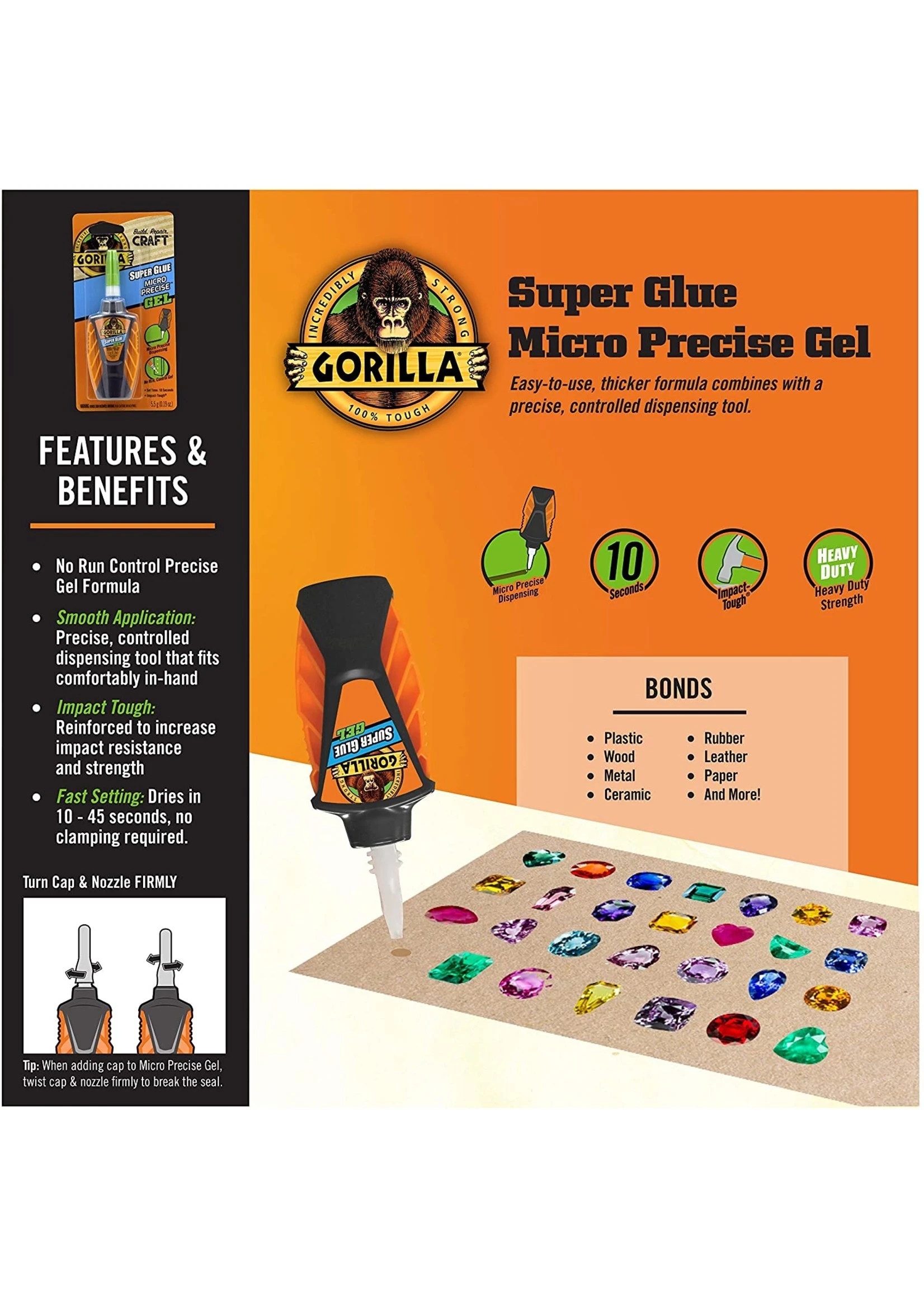 Gorilla Glue 102177 - Gorilla Super Glue "Micro Precise" Gel (5.5g) 5 Gorilla Glue 102177 - Gorilla Super Glue "Micro Precise" Gel (5.5g) - Image 3
