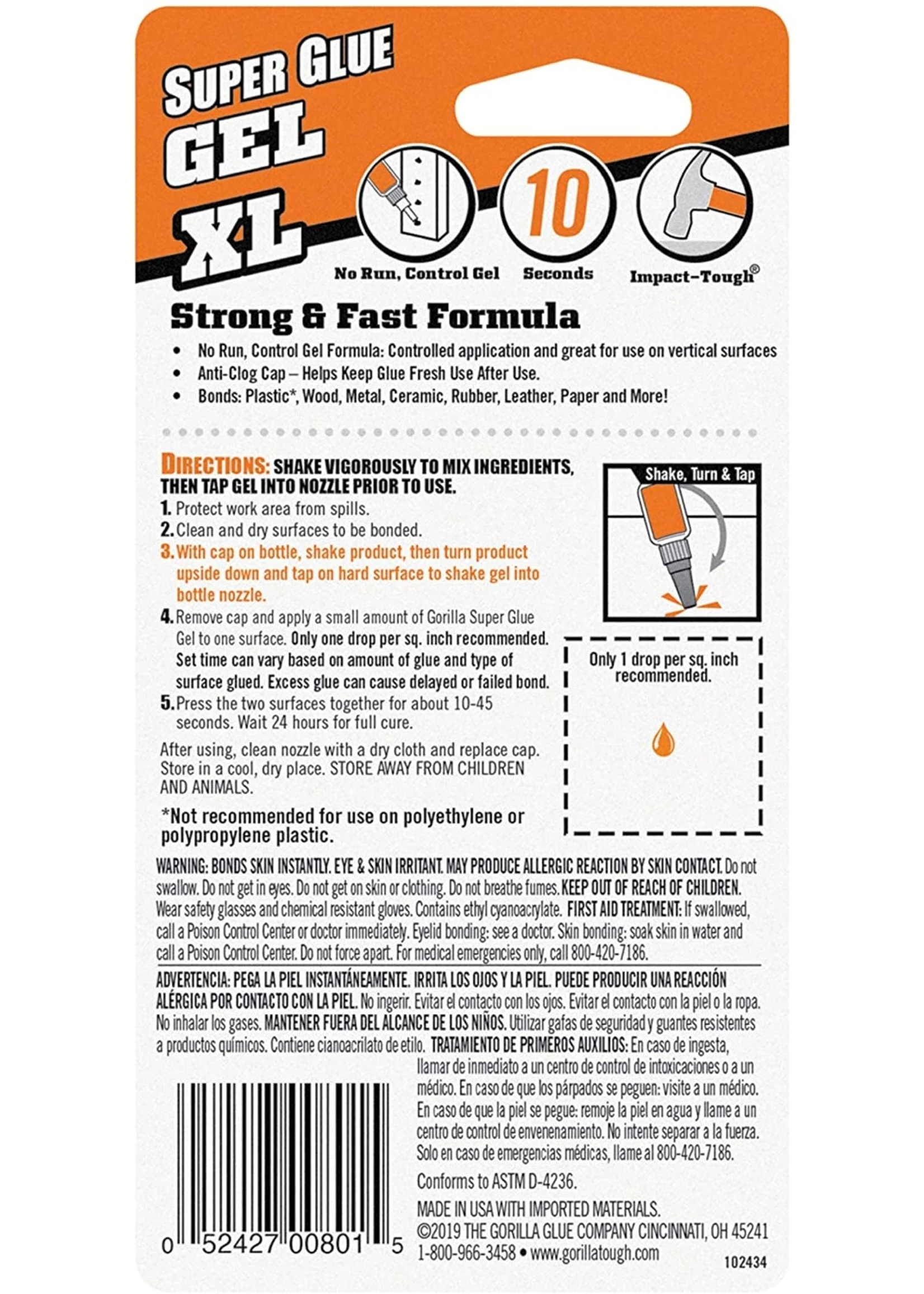 Gorilla Glue 102433 - Gorilla Super Glue Gel XL (25g) 8 Gorilla Glue 102433 - Gorilla Super Glue Gel XL (25g) - Image 6