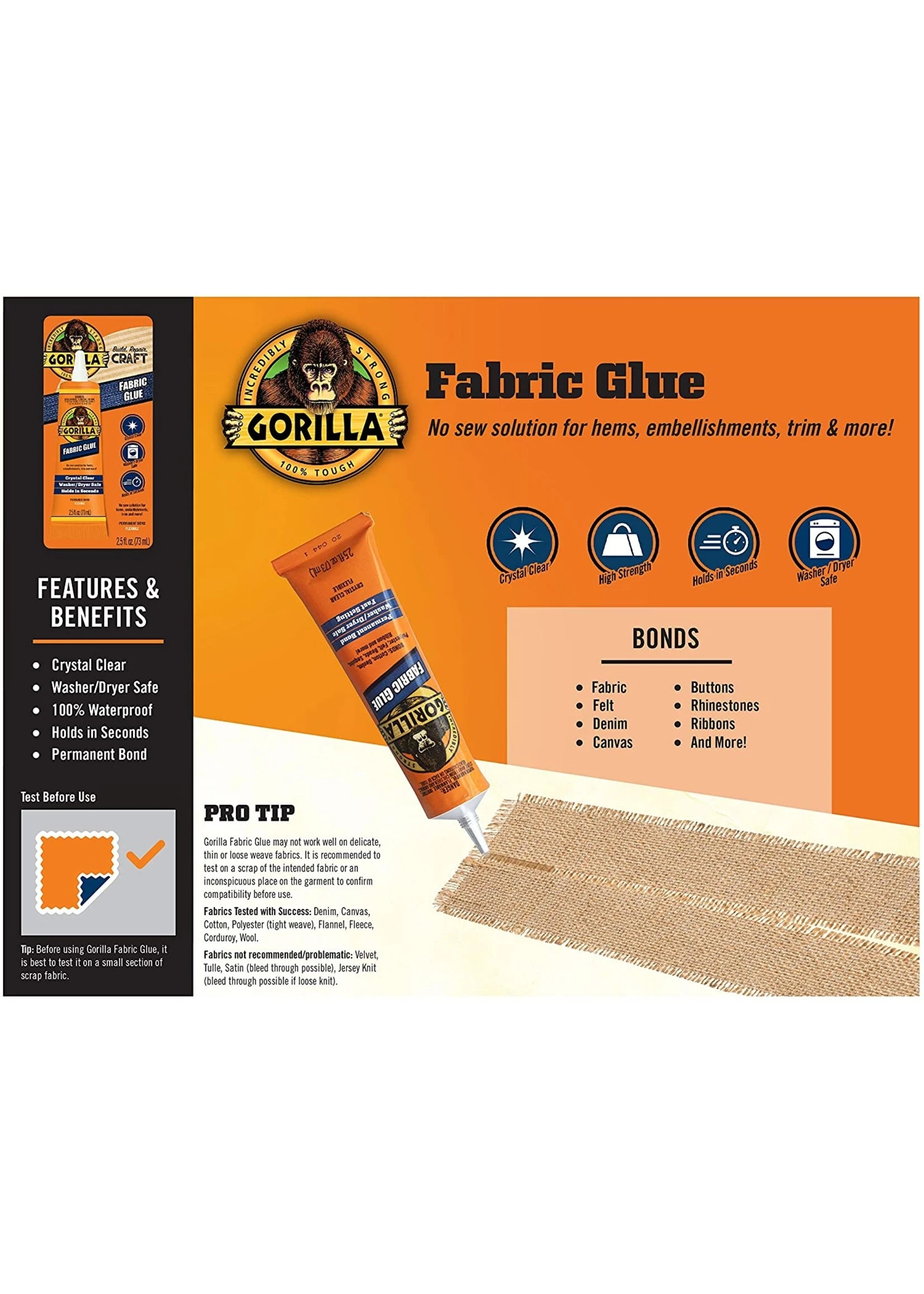 Gorilla Glue 8025507 - Gorilla Fabric Glue (2.5 Oz) - Image 5