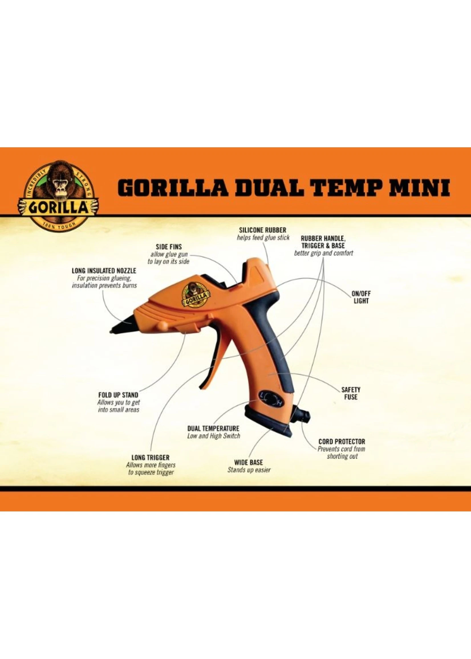 Gorilla Glue 8401502 - Gorilla Dual Temp Mini Hot Glue Gun 4 Gorilla Glue 8401502 - Gorilla Dual Temp Mini Hot Glue Gun - Image 2