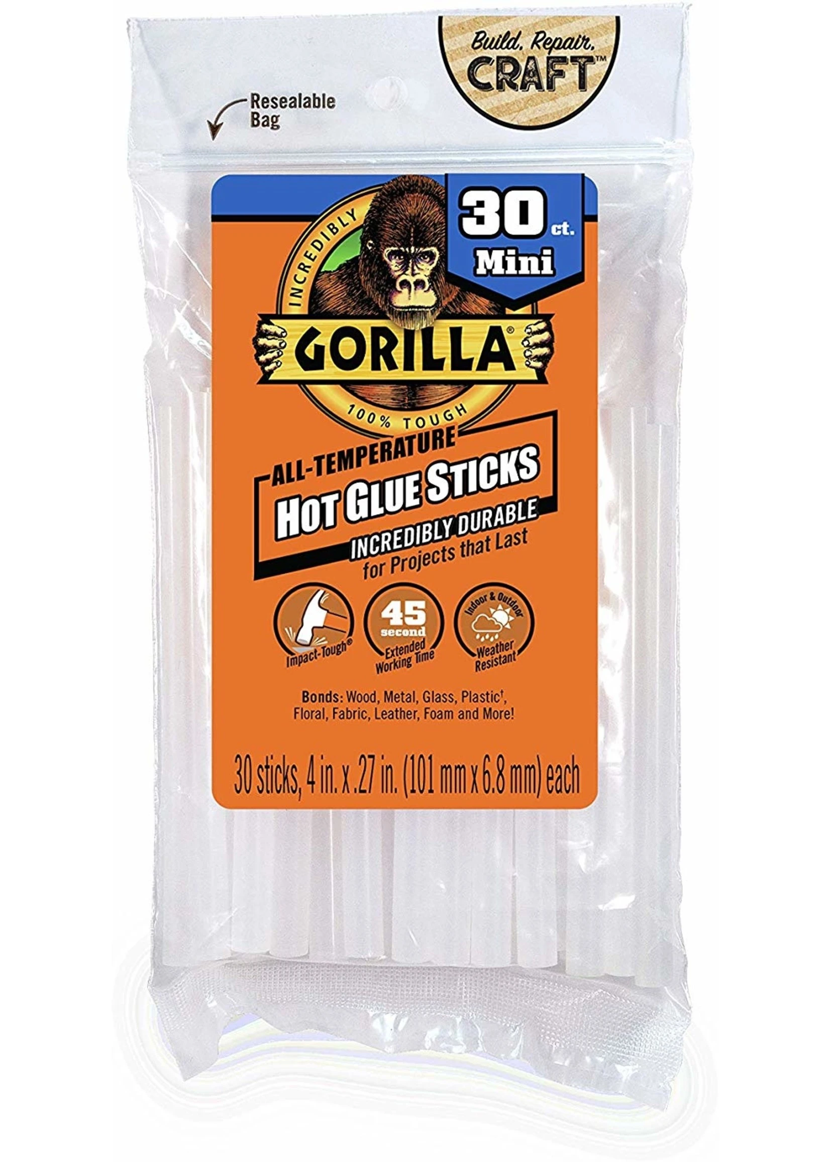 Gorilla Glue - Hot Glue Stick Mini (4in, 30pck)