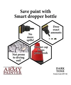 The Army Painter WP1136 - Quickshade Dark Tone 18ml Wash -Fascinations Metal Earth-shop the army painter wp1136 quickshade dark tone 18ml 4