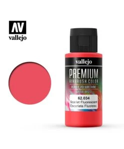 Vallejo 62.034 - Premium Airbrush Color Fluorescent Scarlet - 60ml