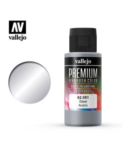 Vallejo 62.051 - Premium Airbrush Color Steel - 60ml